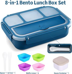 Boîte à lunch bento rectangulaire classique personnalisée, sans BPA, durable, réutilisable, compatible micro-ondes et lave-vaisselle, pour enfants et étudiants - Product Image 4