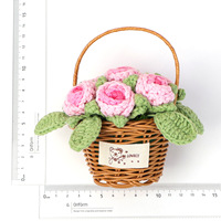 Promotion : Panier à fleurs en laine tricotée au crochet, motif roses dégradées, longue durée de vie, vente en gros, idéal pour les remises de diplômes