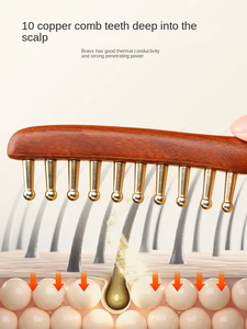 Offre Spéciale cuivre épaissi large dents peigne bois de santal coussin d'<span class=keywords><strong>air</strong></span> cuir chevelu méridien Massage masseur facial pour la Relaxation du corps - Product Image 3
