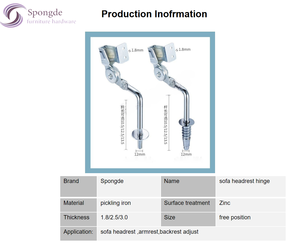 Hot bán có thể điều chỉnh kẽm sofa tựa đầu bản lề bấm vào Clack sofa phần cứng cho nhà bếp phòng khách sạn sử dụng - Product Image 6