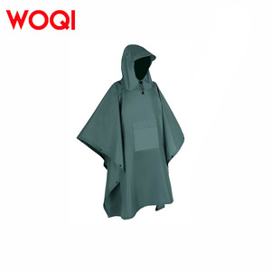 Impermeable con capucha para adultos Woqi, color verde pavo real, ligero, portátil, unisex, poncho para senderismo, camping y uso de emergencia. - Product Image 2