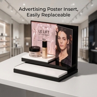 Support de présentation cosmétique pliable, rotatif, portable, amovible, en acrylique noir, écologique, recyclable, moderne et personnalisé