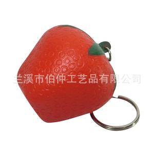 Strawberry Stress <b>Ball</b> Keychain Red Plastic Portable <b>Squeeze</b> Toy With Stainless Steel Ring Factory Direct Supply - Product Image 1