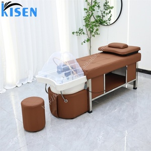 Lit de lavage multifonctionnel Kisen pour spa capillaire professionnel avec traitement LED, coussin moelleux, livraison rapide, plateau de salon - Product Image 1