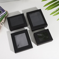 Boîte à tiroirs en papier kraft blanc noir bon marché en gros avec boîte à tiroirs en PVC transparent de taille différente pour l'artisanat de cadeaux cosmétiques