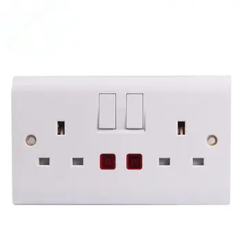 Hoge Kwaliteit Uk Standaard Dubbele Geschakeld Dubbele Stopcontact 250V 13A Elektrische Stopcontact Elektrische Accessoires Muur Schakelaars Stopcontacten en Schakelaars Elektrische