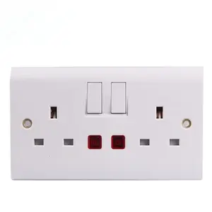 Enchufe de pared eléctrico de alta calidad, toma de corriente doble conmutada, estándar UK, 250V, 13A, accesorios eléctricos, interruptores de pared