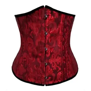 Durable White Floral Printed Bridal Bustier Waist Trimmer Sexy Jacquard Lace Up Steel Bone Women's Shapers Plus Size Corset