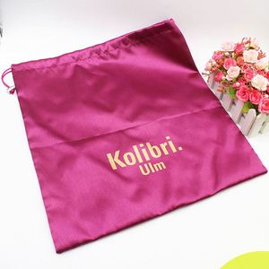 Sac à chaussures en satin personnalisé de grande taille avec cordon de serrage, pochette de voyage anti-poussière pour perruques et cheveux, impression de logo personnalisée pour cadeaux - Product Image 3