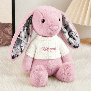Jouets en peluche <span class=keywords><strong>lapin</strong></span> en gros, rembourrage en coton PP, 28 cm, 40 cm, personnalisables avec photos et texte brodé, <span class=keywords><strong>lapin</strong></span> en peluche à longues oreilles - Product Image 4