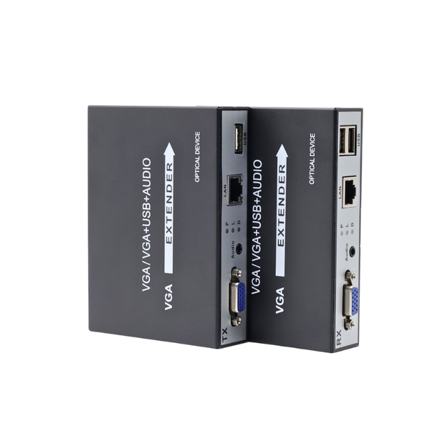 PINWEI VGA + Audio KVM Extender Over Cat5e/Cat6 - VGA to RJ45 Network up to 150m (490ft) VGA Over Ethernet LAN Cable for CCTV