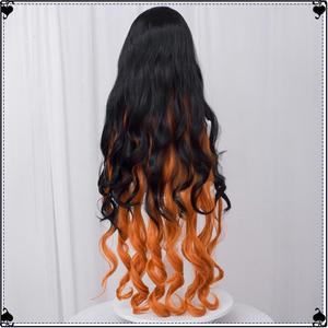 เนซึโกะ คามาโดะคอสเพลย์วิกผมยาวหยิกสีดำออมเบรสีน้ำตาลสีเหลืองผมเส้นใยคานกะลอนโปร่งใสลูกไม้เส้นผมธรรมชาติเต็มรูปแบบ - Product Image 4