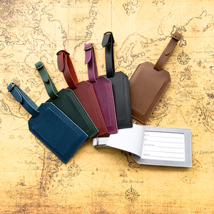 Cowhide Leather Luggage Baggage Tags ID <strong>Label</strong> <strong>for</strong> <strong>Suitcases</strong> Backpack Crazy Horse Genuine Leather Card Holder - Product Image 1