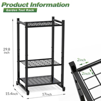 Support de rangement pour outils à main en fer à double niveau, avec revêtement en poudre, pour l'organisation du garage, avec crochets détachables
