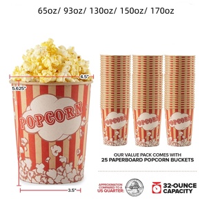 Contenants à popcorn jetables, design personnalisé, recyclables, vente chaude, gobelet en papier de qualité alimentaire pour popcorn avec couvercle - Product Image 5