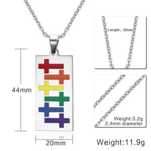 इंद्रधनुष फ्ले समलैंगिक गर्व Lgbt स्टेनलेस स्टील हार महिला पुरुषों पुरुषों का हार पुरुषों का हार समलैंगिकों - Product Image 4