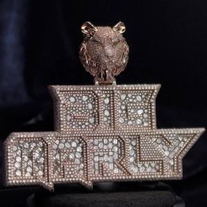 3.5インチカスタムネームペンダントVVS1ラボ成長ダイヤモンド10K固体ローズゴールドエメラルドカットミックスラウンドブリリアントカット - Product Image 6