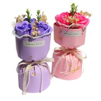 Fleurs de savon modernes promotionnelles Aida pour événements - Cadeaux réalistes en forme de rose en relief - Mini boîte cadeau personnalisable
