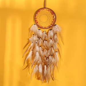 Style rétro <span class=keywords><strong>nord</strong></span>-américain <span class=keywords><strong>indien</strong></span> fait à la main plume tissé carillon éolien pour chambre chevet décoration suspendue pour capteur de rêves - Product Image 3