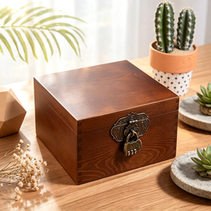 Caja de Regalo de Madera de Pino con Corte Láser Personalizado, con Tapa con Bisagras, Caja de Almacenamiento de Arte Popular, Embalaje para Recuerdos Navideños, Impresión de Logotipo OEM - Product Image 6