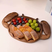 Plateaux en bois de noyer massif de qualité supérieure, sculptés à la main en forme de poisson et de crabe, plateau de service pour restaurant de fruits de mer, décoration de la maison, ustensiles de cuisine