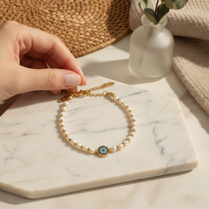 Bracelet en perles tendance avec motif œil porte-bonheur - Product Image 3