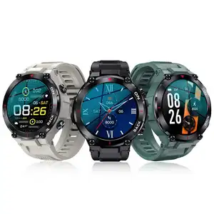 K37 relógio smartwatch, gps, longa duração, esportivo, masculino, 1.32 polegadas, 360*360, monitoramento de frequência cardíaca, à prova d' àgua ip68, gps