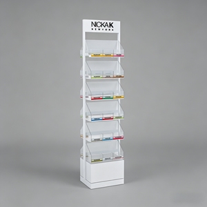 Best Seller Skincare <b>Acrylic</b> Organizer Rotating Display Dual-Sided Metal Floor Racks for Luxury Cosmetics Serum Cream Display - Product Image 1
