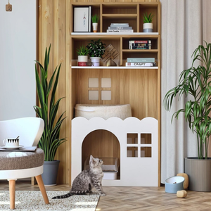 Maison d'arbre de condo de chat en bois moderne de haute qualité écologique <span class=keywords><strong>avec</strong></span> motif animal - Product Image 3
