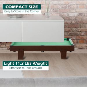 36" Mini Portable <strong>Pool</strong> <strong>Table</strong> Small <strong>Tabletop</strong> Billiard Set Leather Wood Legs Chalk Brush Triangle REAHOISY Family Game Accessories - Product Image 4