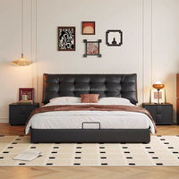 Cama Matrimonial Moderna y Casual Love Zone, Tapizada en Cuero Vacuno de Primera Capa, Ecológica, para Uso Comercial