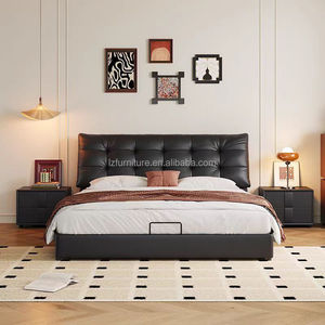 Italian Modern Casual Master Bedroom Wedding Bed First Layer Cowhide Leather Accessible Luxury Normcore Soft Bed for <b>Small</b> - Product Image 5