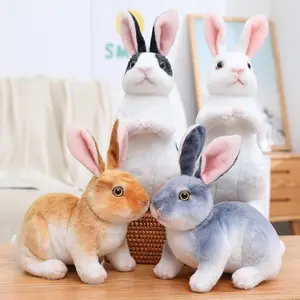 Coniglietto di colore giocattolo morbido di peluche animale di simulazione coniglio giocattoli marrone grigio fabbrica diretta di alta qualità bianco nero Unisex