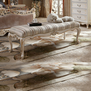 Juego de Muebles de Dormitorio de Lujo Estilo Palacio Europeo con Cama de Madera Maciza Tallada a Mano y Cabecera Tapizada para Interiores de Villa - Product Image 6