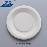 Assiettes jetables compostables en papier HD de 6 pouces, lot de 500, en bagasse de canne à sucre recyclée, biodégradables, robustes, résistantes au congélateur