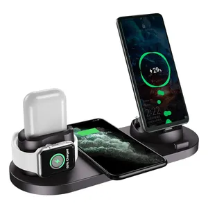 10W 4 en 1 Carregador chargeur sans fil Charge Smartphone station d'accueil Station de charge support Pad chargeur de téléphone portable rapide