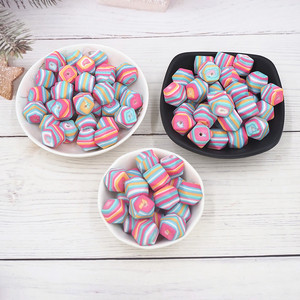 Cuentas hexagonales de 14mm, mordedor sin BPA, juguete de dentición para bebé, accesorios masticables, cuentas de silicona - Product Image 4