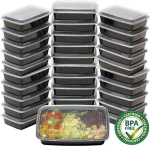 Contenants alimentaires jetables en plastique rectangulaires noirs de 24 oz, 28 oz, 32 oz, micro-ondables, pour la préparation des repas, contenedor - Product Image 4