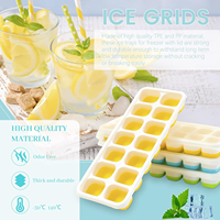 Fabricant de glaces en silicone de qualité alimentaire flexible, plateau à 14 cavités avec couvercle amovible anti-fuite, outils à glaces faciles à utiliser