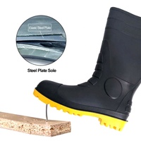 Bottes de pluie antidérapantes et imperméables en PVC avec embout et semelle de sécurité en acier, fabriquées en usine