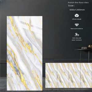 Piastrelle in Porcellana Lucida Nera e Oro Sabbia 600X1200mm, Spessore 10mm, Resistenti all'Usura, per Interni di Ville, Cucine, Bagni e Docce - Product Image 3