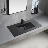 Современная интегрированная черная раковина для ванной комнаты