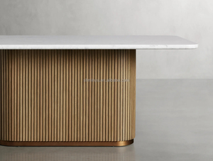 Minyu 2024 Modern Rustic Dining <strong>Table</strong> Solid Wood Rectangular Restaurant <strong>Table</strong> with <strong>Marble</strong> <strong>Top</strong> for Dining Room Furniture - Product Image 3