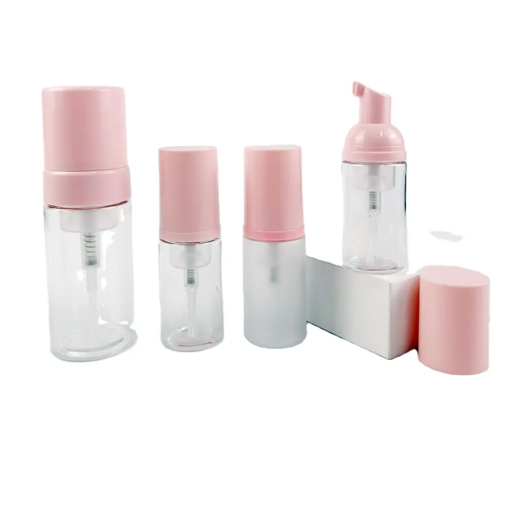 Juego de botellas de espuma cosmética de alta calidad 100/120/150/200ml botella dispensadora de bomba rosa de jabón espumoso esmerilado de plástico