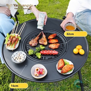 โต๊ะเตาถ่านกลางแจ้งพร้อมตะแกรงย่างโครงโลหะสำหรับทำอาหารแคมป์ปิ้ง - Product Image 6