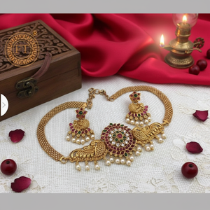 Ensemble de collier ras du cou en pierre de poterie plaquée or 10581096PGR ensemble de bijoux fins exquis - Product Image 3