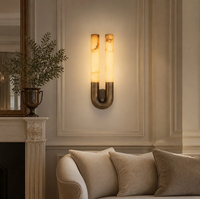 Applique Murale Moderne en Albâtre, Lampe Murale LED en Cuivre, Style Minimaliste et Luxueux, Idéale pour Salon, Chambre et Hôtel