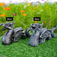 HEYE Statue de dragon volant à trois sections gothique noir dessin animé Animal Figurine ornements artisanat nouvel an jardin en résine transfrontalier