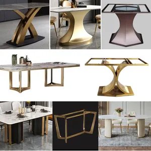 时尚家具ischbeine家用咖啡餐饮室办公室摆着桌子，金色不锈钢桌腿
