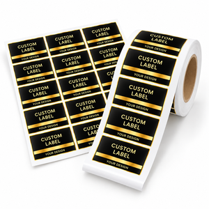 Feuilles d'étiquettes autocollantes personnalisées noires et dorées pour bouteilles avec graphisme sur mesure - Product Image 2